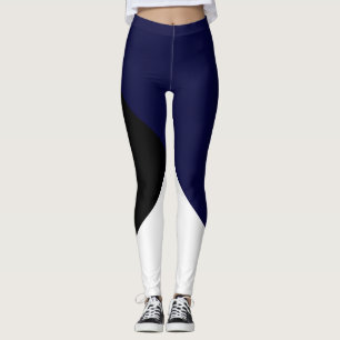 Abstract Art Minimalism Dark Blue Black White Leggings