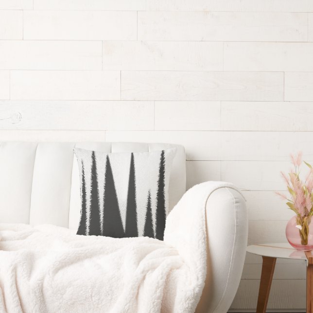 Abstract Art Minimalism Grey White Lines Throw Pillow (Couch)