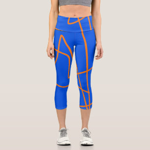 Abstract Art Minimalism Pastel Orange Blue Capri Leggings