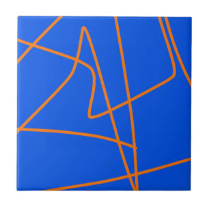 Abstract Art Minimalism Pastel Orange Blue Tile