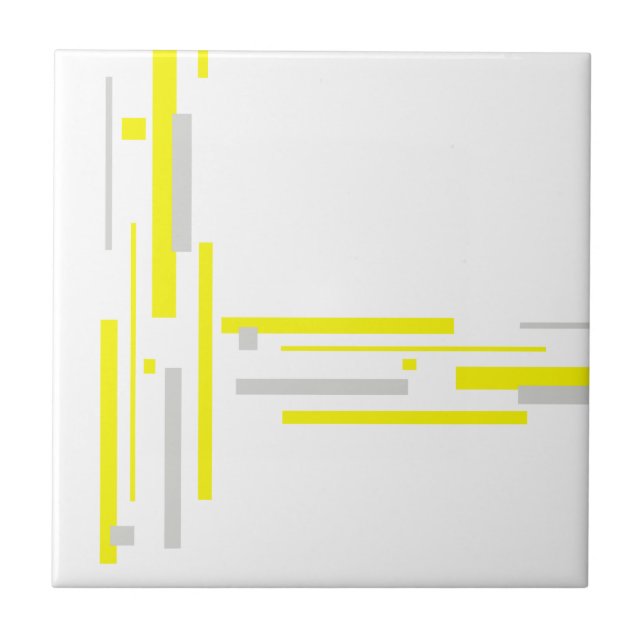 Abstract Art Minimalism Yellow Grey Tile (Front)