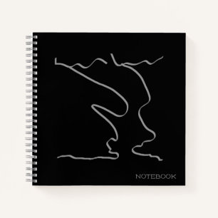 Abstract Art Minimalistic Face Grey Black Notebook