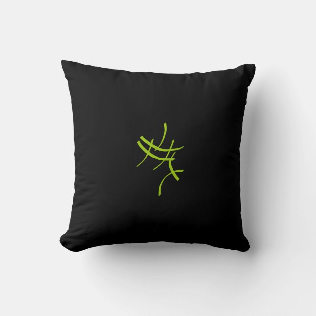 Abstract Art Minimalistic Green Black Cushion (Front)