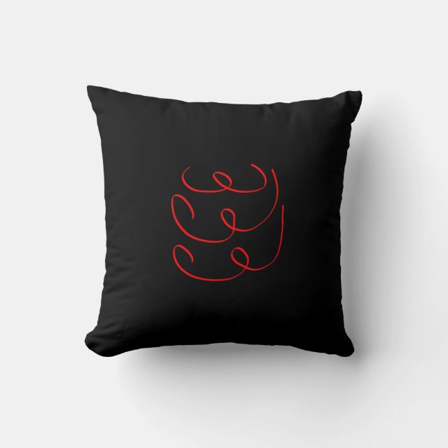 Abstract Art Minimalistic Red Black W Line Cushion (Front)