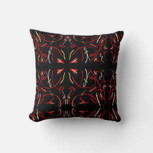 Abstract Art Minimalistic Red Yellow Lines Cushion