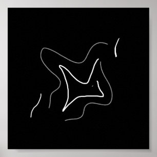 Abstract Art Minimalistic White Black Poster