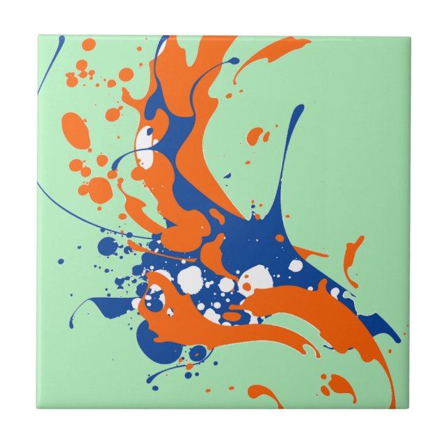 Abstract Art Mint Green Modern Art paint splash Tile (Front)