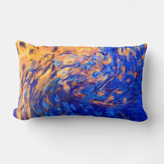 abstract art modern blue and yellow pillow (Front)