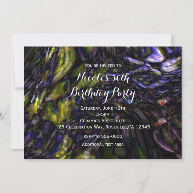 Abstract Art Modern Colour Splash Birthday Party Invitation (Front)