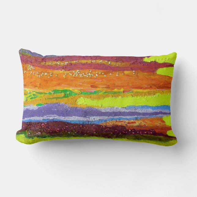 Abstract Art Modern stripe paint drip Lumbar Pillow (Front)