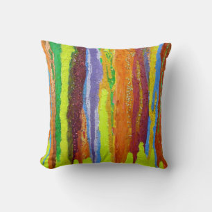 Abstract Art Modern stripe paint drip Throw Pillow