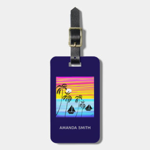 Abstract Art Modern Tropical Sunset Sailing  Luggage Tag