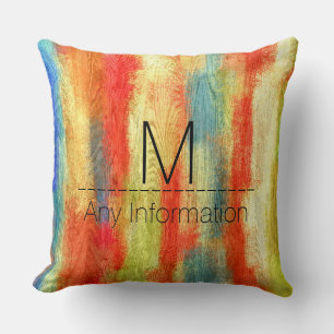 Abstract Art Modern Wood Grain Monogram Throw Pillow