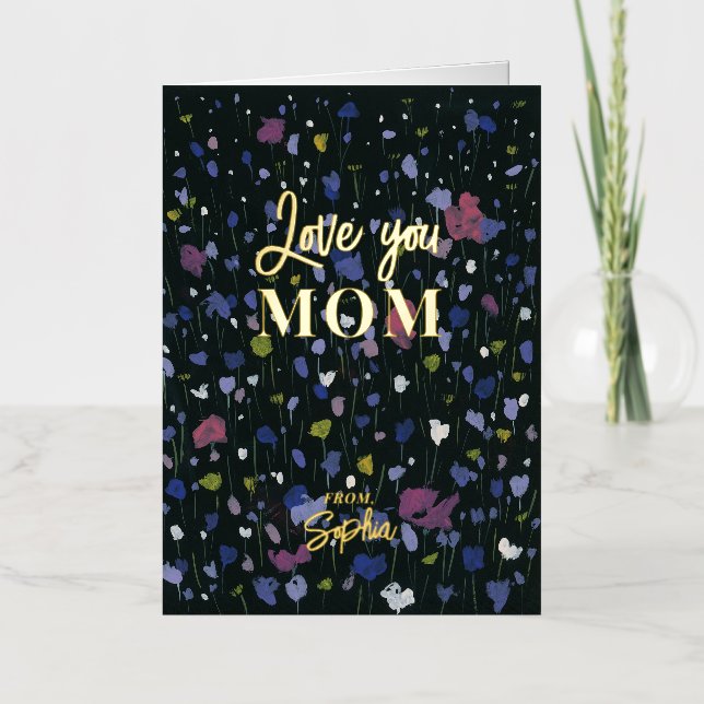 Abstract Art Mother's Day Love you Mom Foil Greeti Foil Greeting Card (Front)