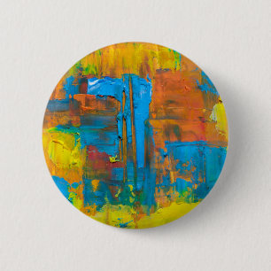 Abstract Art Multicolored Orange Abstract Acrylic 2 Inch Round Button