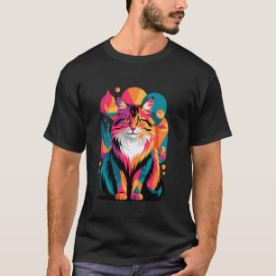 Abstract Art Norwegian Forest Cat Wegies T-Shirt