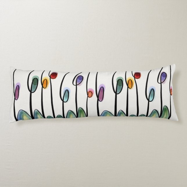 Abstract art nouveau style tulips body pillow (Back)