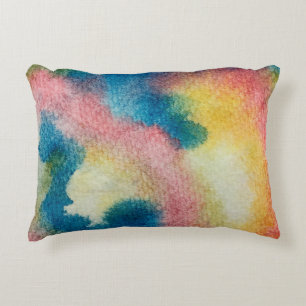 Abstract art of colorful bright ink and watercolor accent pillow