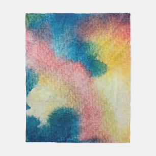 Abstract art of colorful bright ink and watercolor fleece blanket