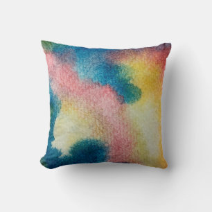 Abstract art of colorful bright ink and watercolor throw pillow