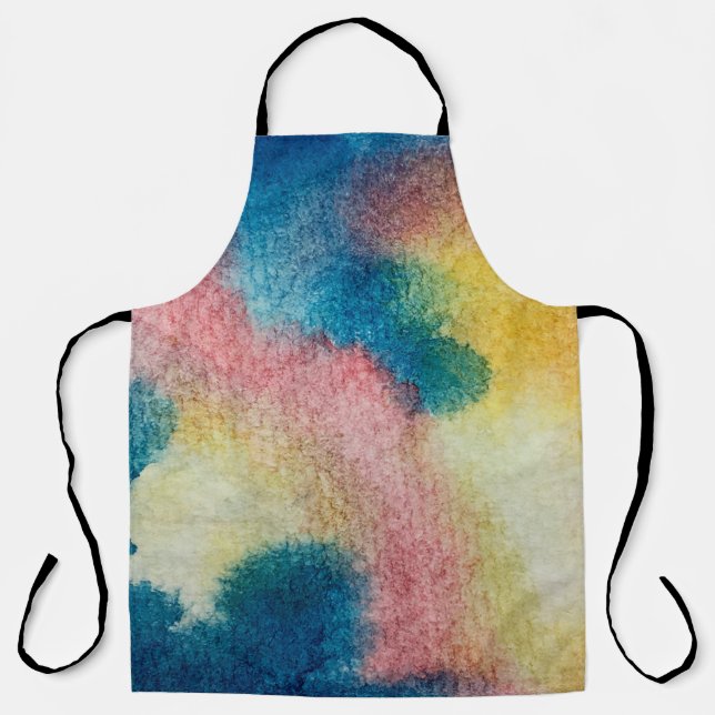 Abstract art of colourful bright ink and watercolo apron (Front)