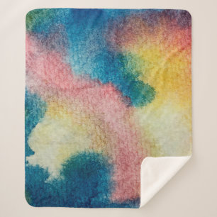 Abstract art of colourful bright ink and watercolo sherpa blanket