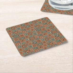 Abstract Art Old Cloth Patches Square Paper Coaster
