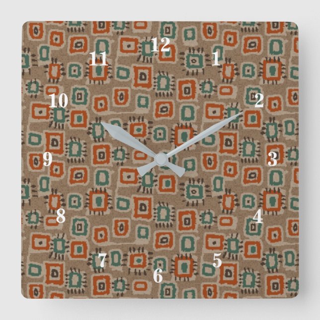 Abstract Art Old Cloth Patches Square Wall Clock (Front)