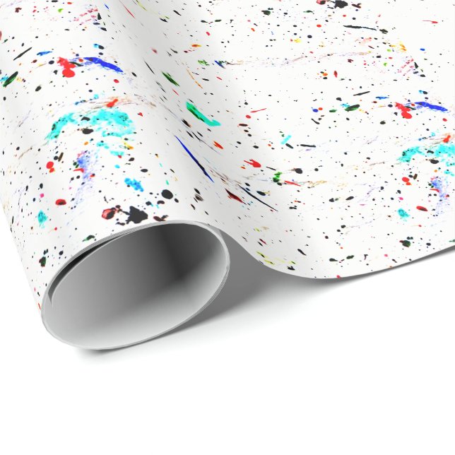 Abstract Art Paint Splashes Speckled Wrapping Paper (Roll Corner)