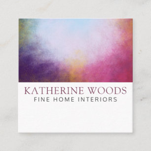 Abstract Art Painting Interior Designer Red Violet Square Business Card