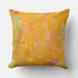 Abstract Art Painting Orange Yellow Pink Red Green Throw Pillow