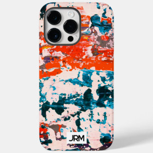 Abstract Art Painting Red Blue White Monogram Funk Case-Mate iPhone 14 Pro Max Case