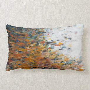 Abstract Art Painting Teal Orange White Pillow