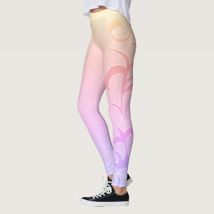 Abstract Art Paisley Yellow Pink Hand Drawing Leggings