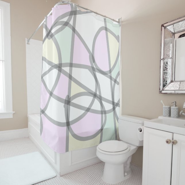 Abstract Art Pale Beige Coral Pink Yellow (In Situ)