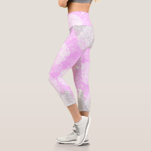 Abstract Art Pale Pastel Pink Grey Minimalism Capri Leggings