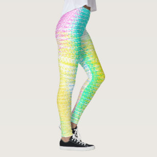 Abstract Art Pale Pastel Turquoise Pink Yellow Leggings