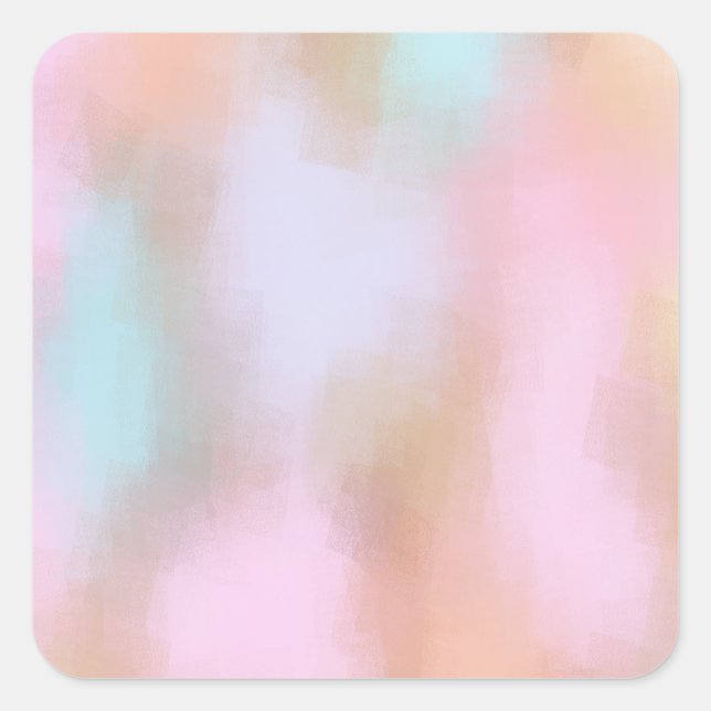 Abstract Art Pastel Colours Red Yellow Orange Blue Square Sticker (Front)