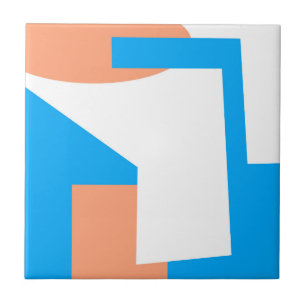 Abstract Art Pastel Coral Lavender Blue Tile