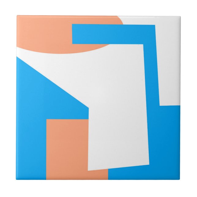 Abstract Art Pastel Coral Lavender Blue Tile (Front)