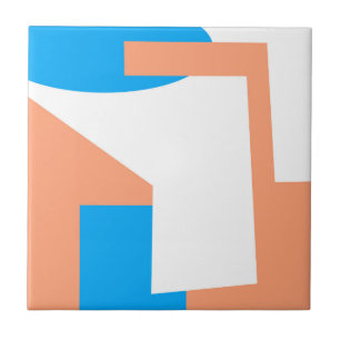 Abstract Art Pastel Coral Lavender Blue Tile