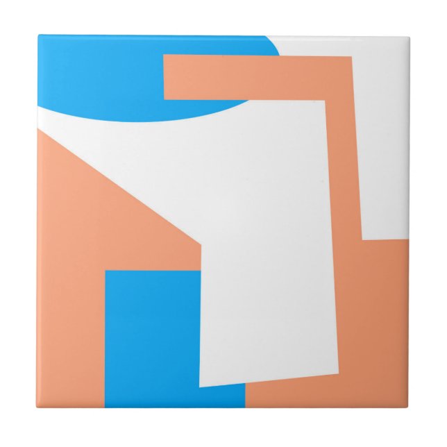 Abstract Art Pastel Coral Lavender Blue Tile (Front)