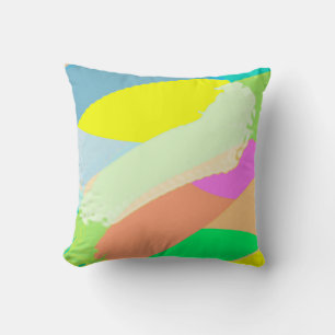 Abstract Art Pastel Coral Lavender Yellow Throw Pillow