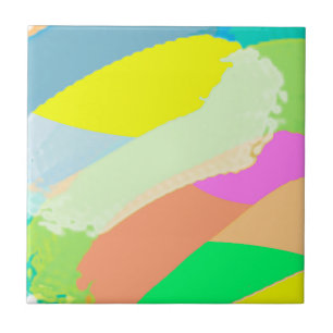 Abstract Art Pastel Coral Lavender Yellow Tile