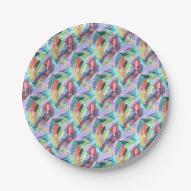 Abstract Art Pastel Paper Plate (Front)