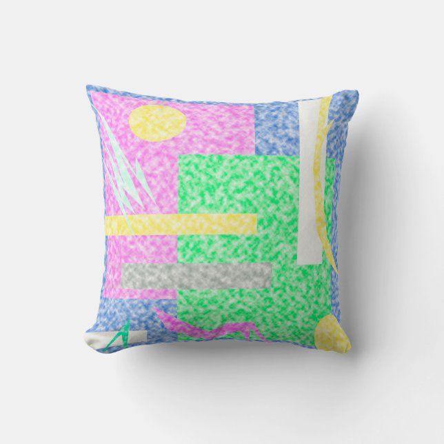 Abstract Art Pastel Theme Turquoise Pink Clouds Throw Pillow (Front)