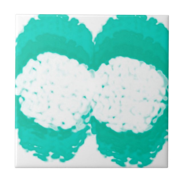 Abstract Art Pastel Turquoise Green White Tile (Front)