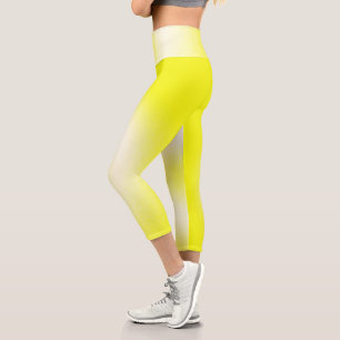 Abstract Art Pastel Yellow White Sunny Capri Leggings