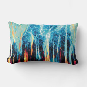 Abstract Art Pattern Red and Blue Electric Energy Lumbar Pillow