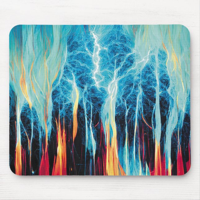 Abstract Art Pattern Red and Blue Electric Energy Mouse Pad (Front)
